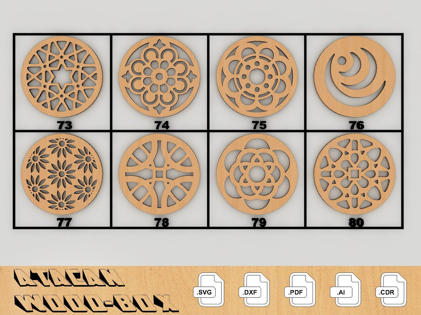 Coaster Set / Wall Decor / Cnc Laser cut files / Glowforge Cutting Files 153