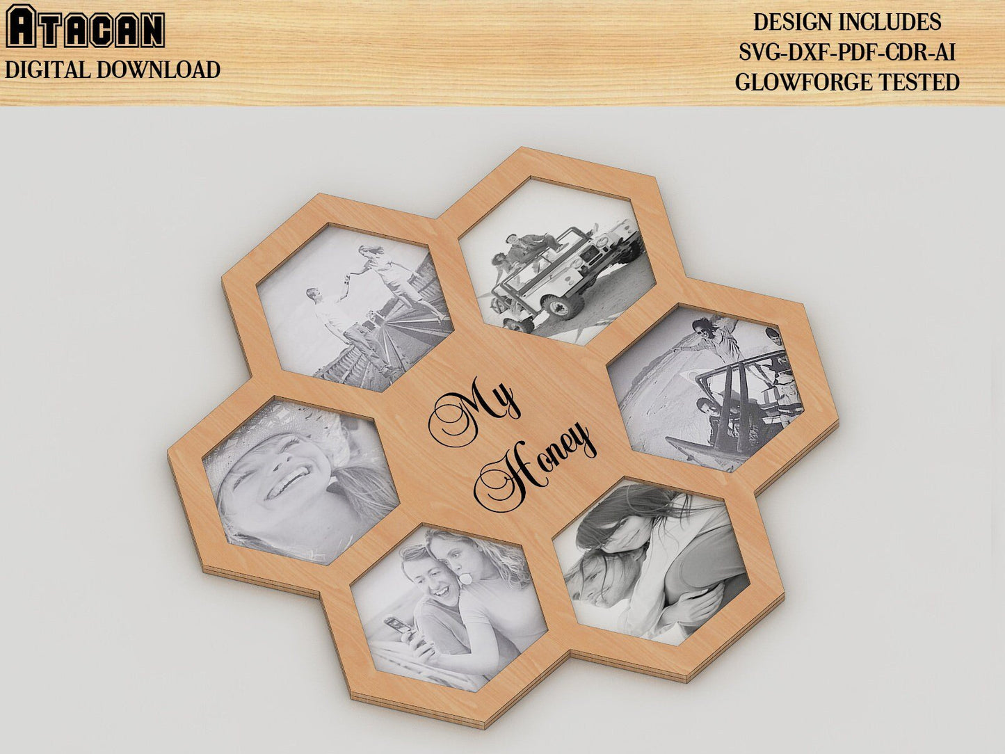 Collage Laser cut Frames / Picture Frame svg for glowforge / Photo frame Laser cut files / SVG Laser plans 436