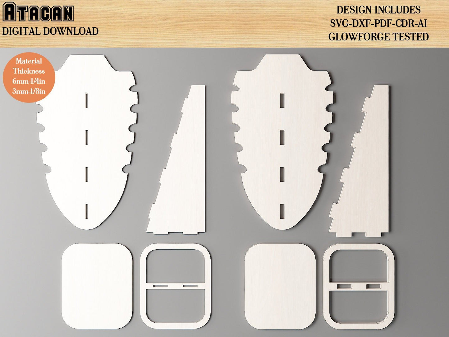 Custom Necklace Stand / Jewelry Bracelet Display / Wooden Necklace Organizer / Glowforge Laser Cut Files / SVG DXF CDR Ai 488