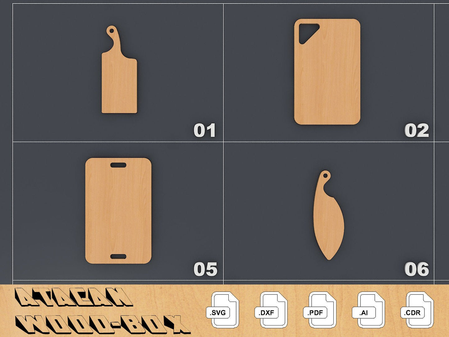 Cutting Board Bundle, Laser cut SVG Files, Cutting Kitchen Boards Set, CNC files, Glowforge Cut Plans 137