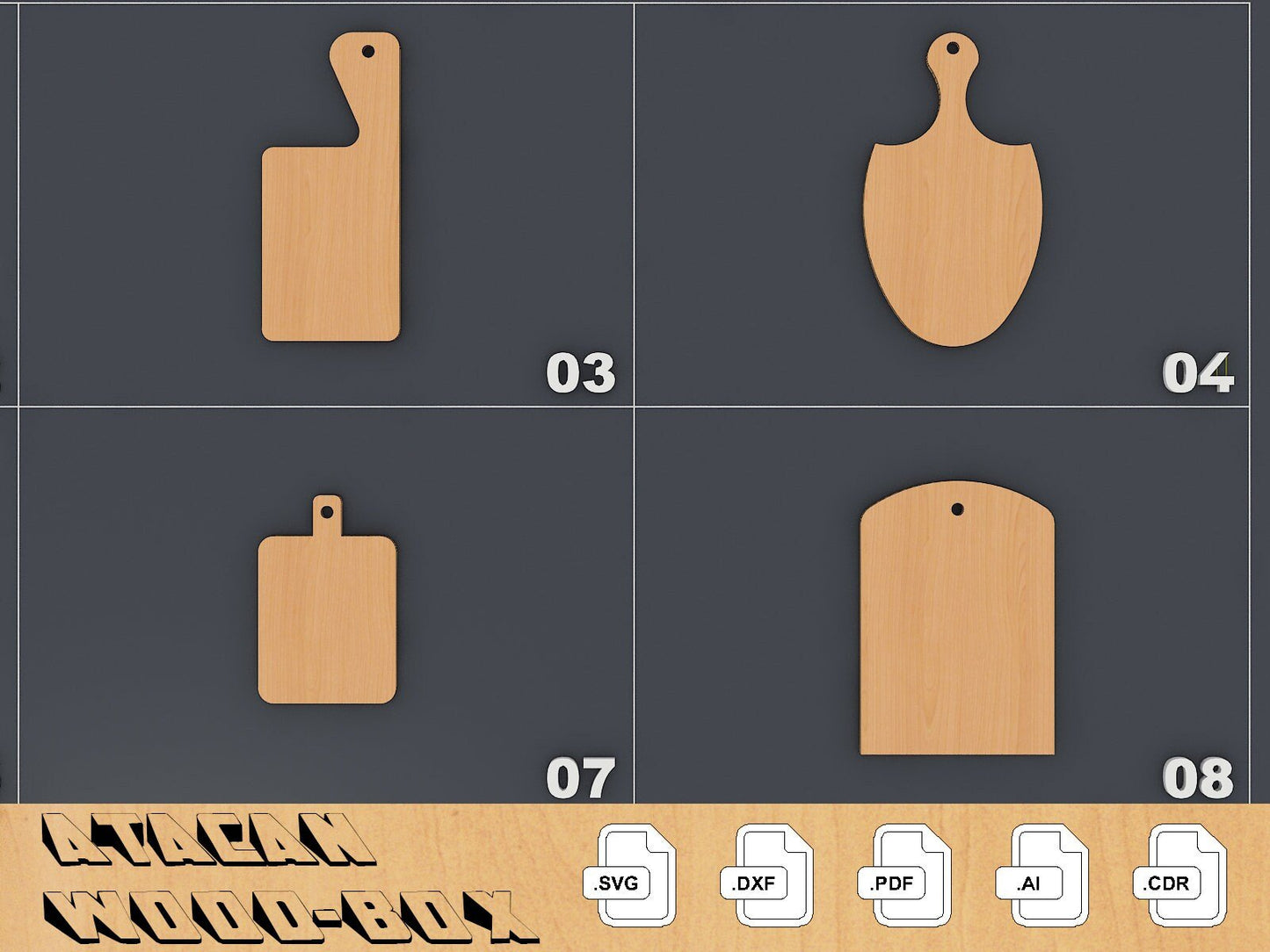 Cutting Board Bundle, Laser cut SVG Files, Cutting Kitchen Boards Set, CNC files, Glowforge Cut Plans 137
