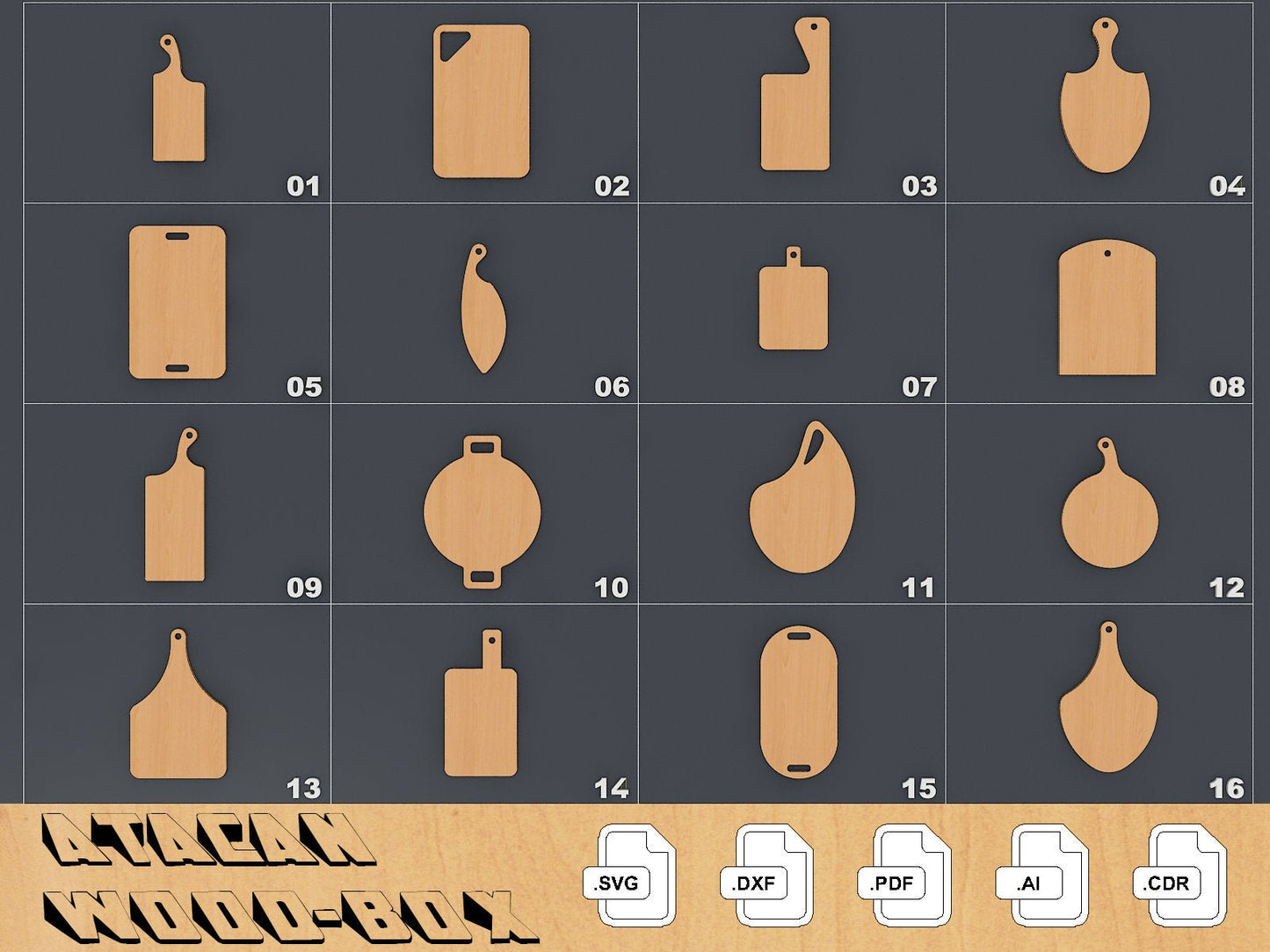Cutting Board Bundle, Laser cut SVG Files, Cutting Kitchen Boards Set, CNC files, Glowforge Cut Plans 137