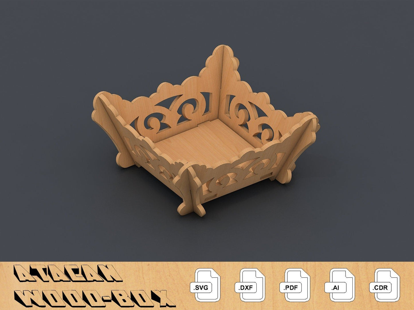 Decorative Basket SVG Laser Files / Glowforge Laser Cutting Template 118