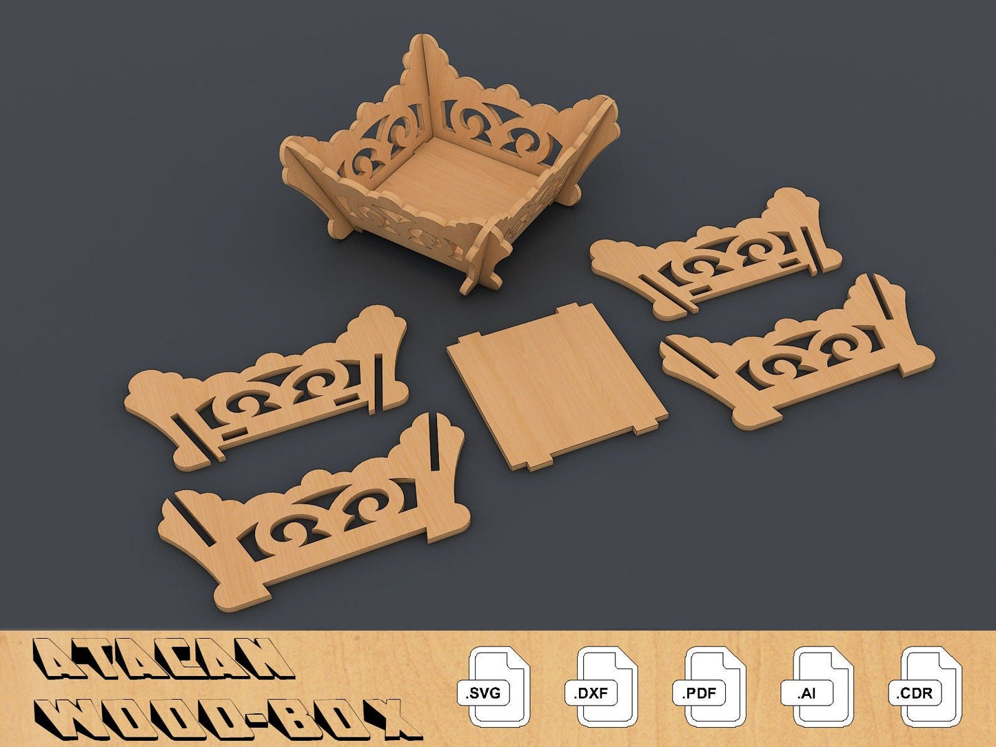 Decorative Basket SVG Laser Files / Glowforge Laser Cutting Template 118