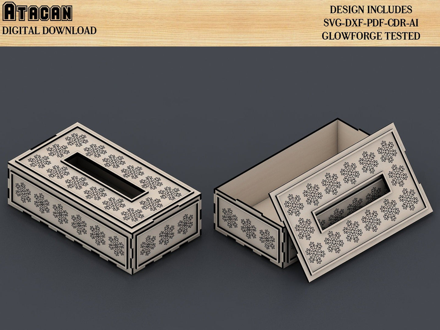 Decorative boxes / Glowforge Box files / Laser cut files box bundle / SVG Laser plans 434