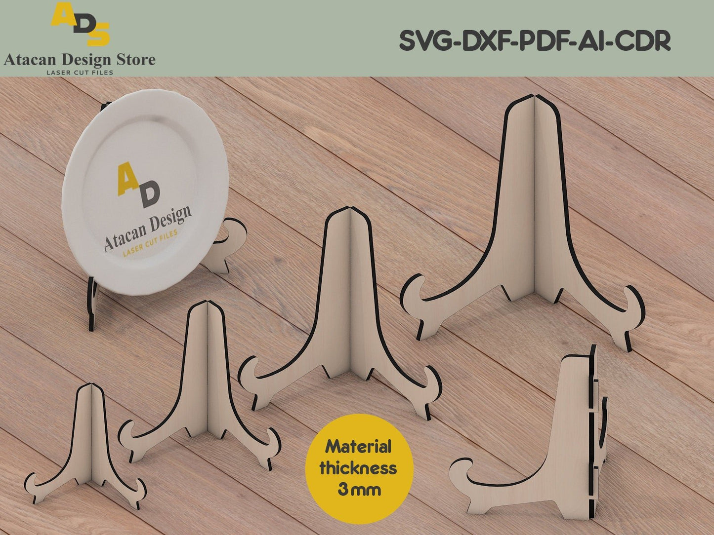 Decorative Easels / Glowforge cut files / Cnc dxf laser files / laser cut templates ADS051