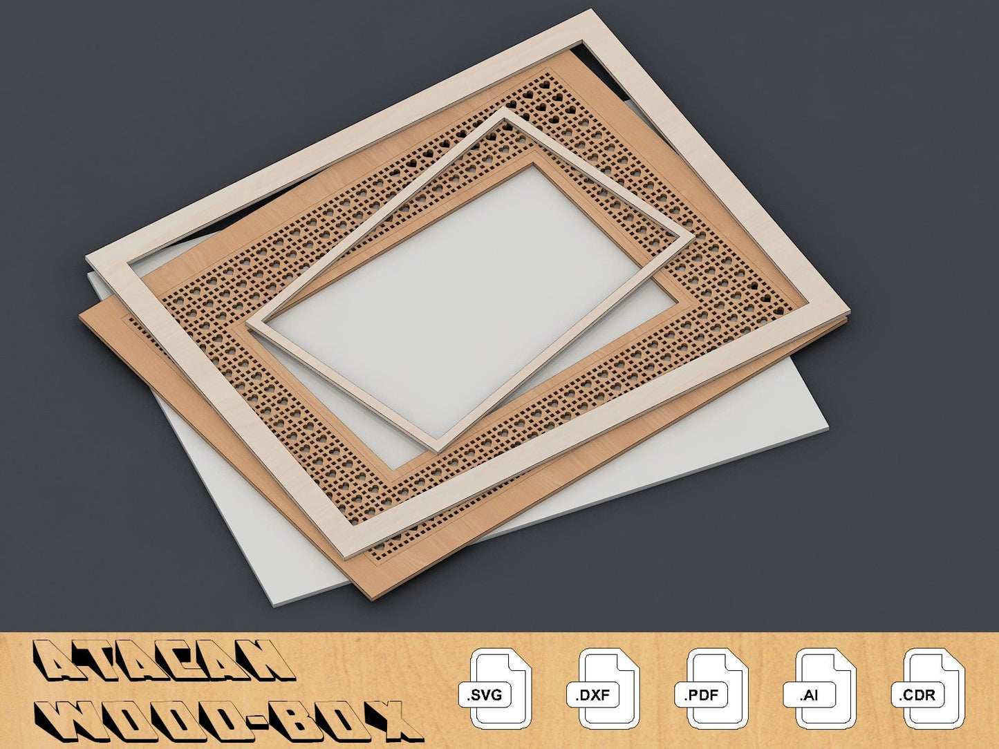 Decorative Frame Set - Rattan Cane Frame Laser Cut Files - Glowforge Files - Digital Download 236