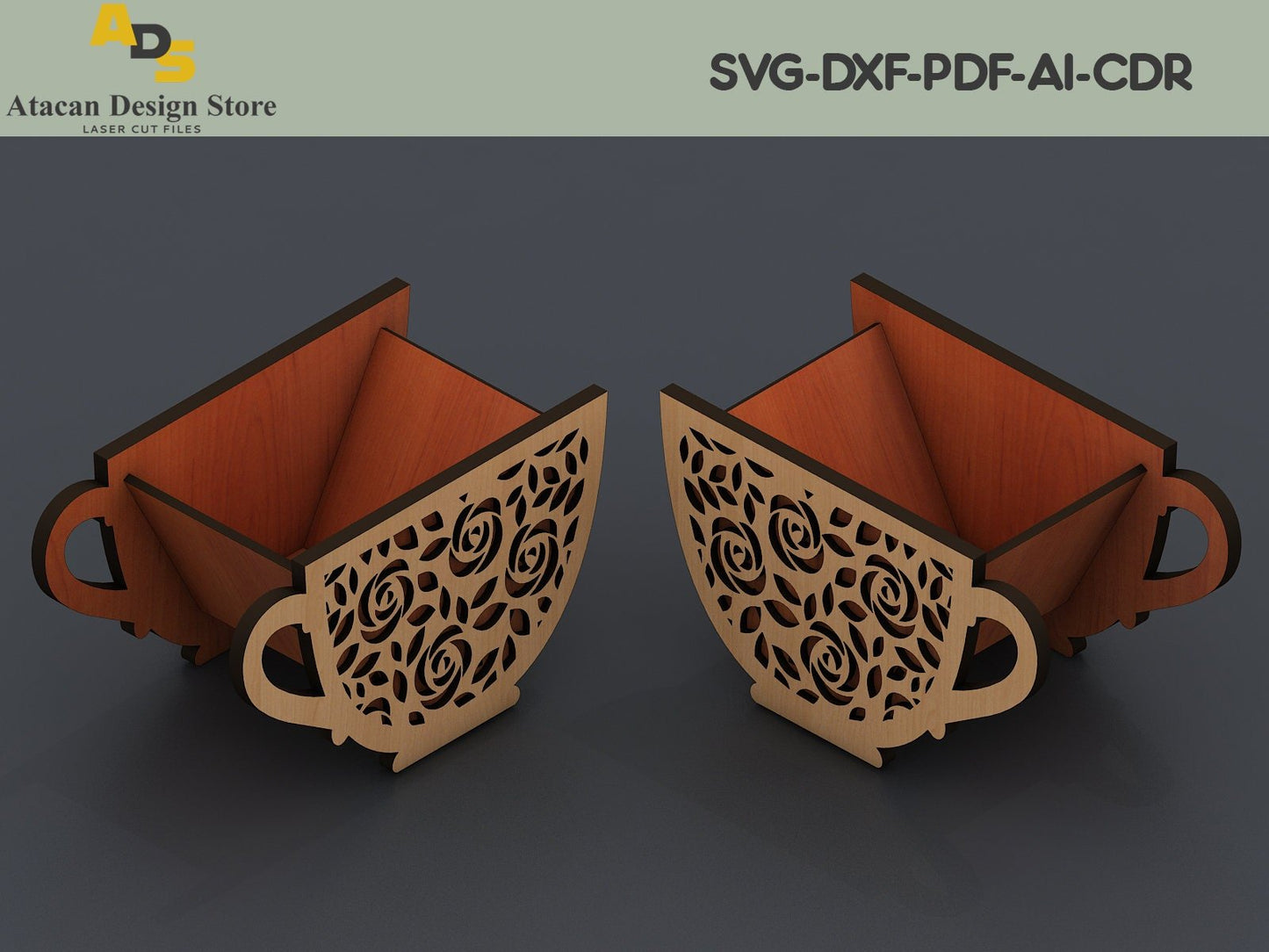Decorative Mug Shape Gift Box / Cup Storage Home Decor / Laser Vector Files ADS184