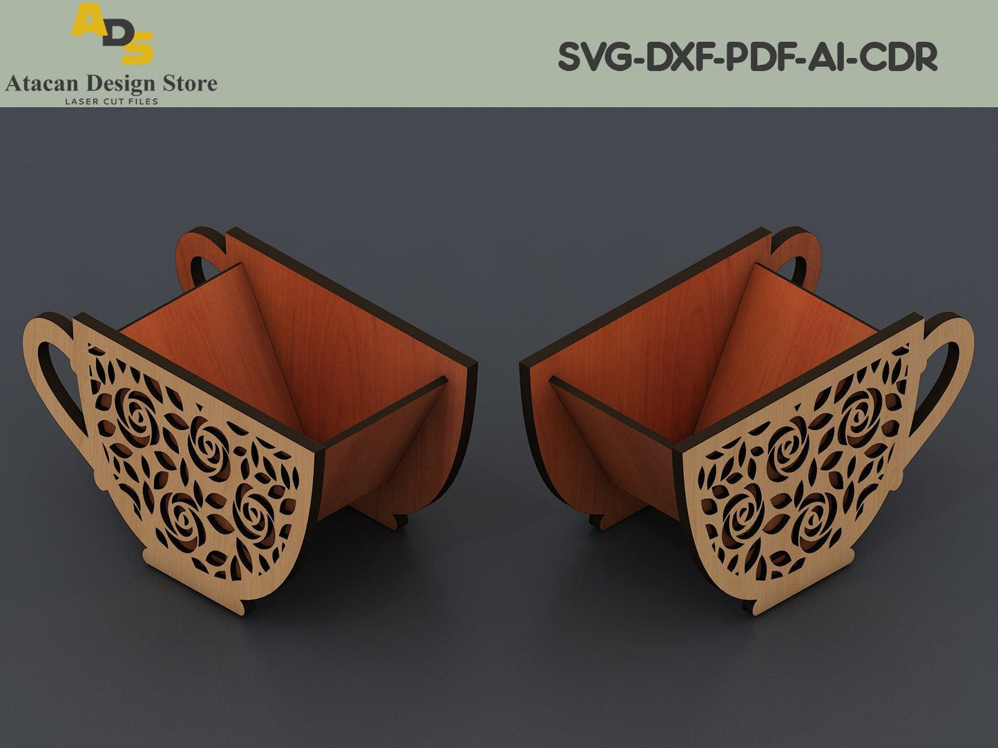 Decorative Mug Shape Gift Box / Cup Storage Home Decor / Laser Vector Files ADS184
