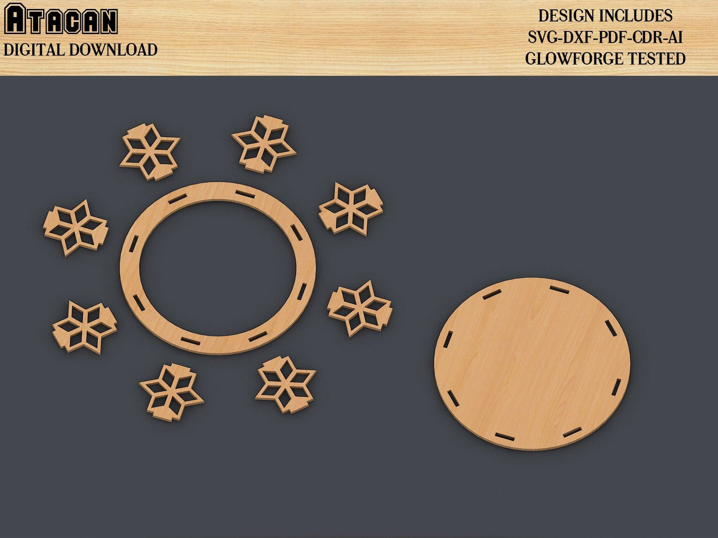 Decorative Tray Bundle, Glowforge Svg file , Different Thickness Material, Wooden Tray vector 317