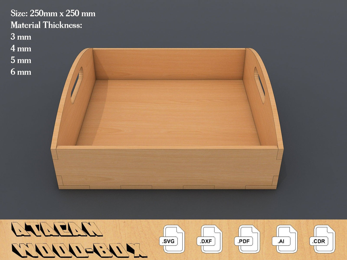 Different Thickness Tray laser cut SVG files, laser cut pattern, Instant download 073