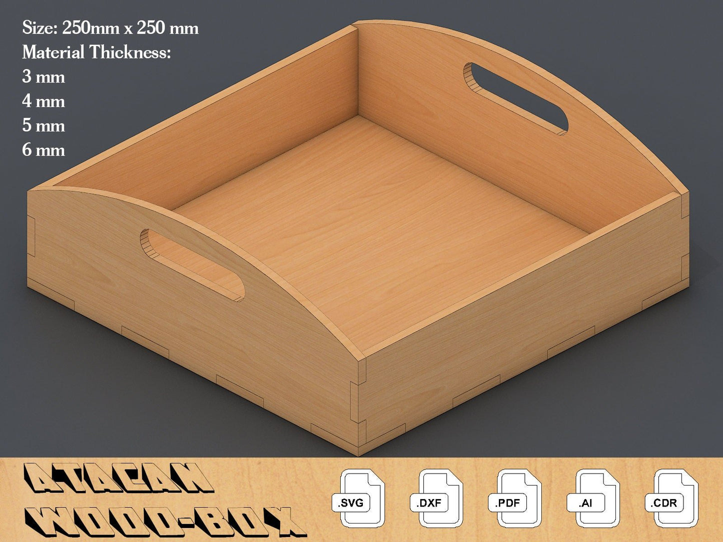 Different Thickness Tray laser cut SVG files, laser cut pattern, Instant download 073