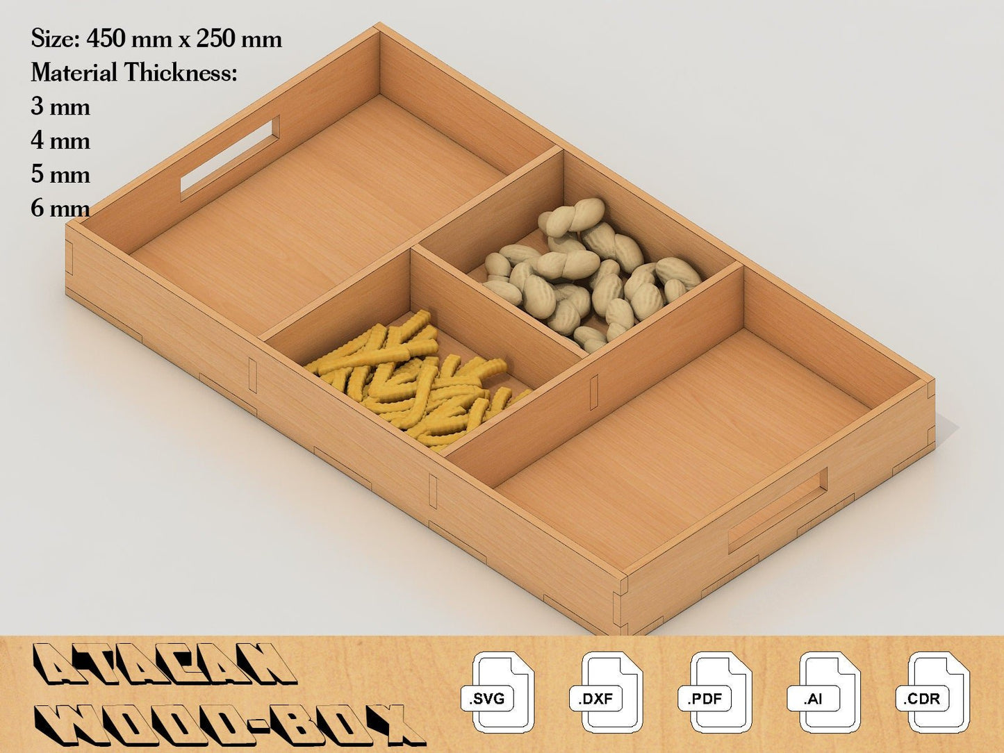 Different Thickness Tray laser cut SVG files, laser cut pattern, Instant download 080