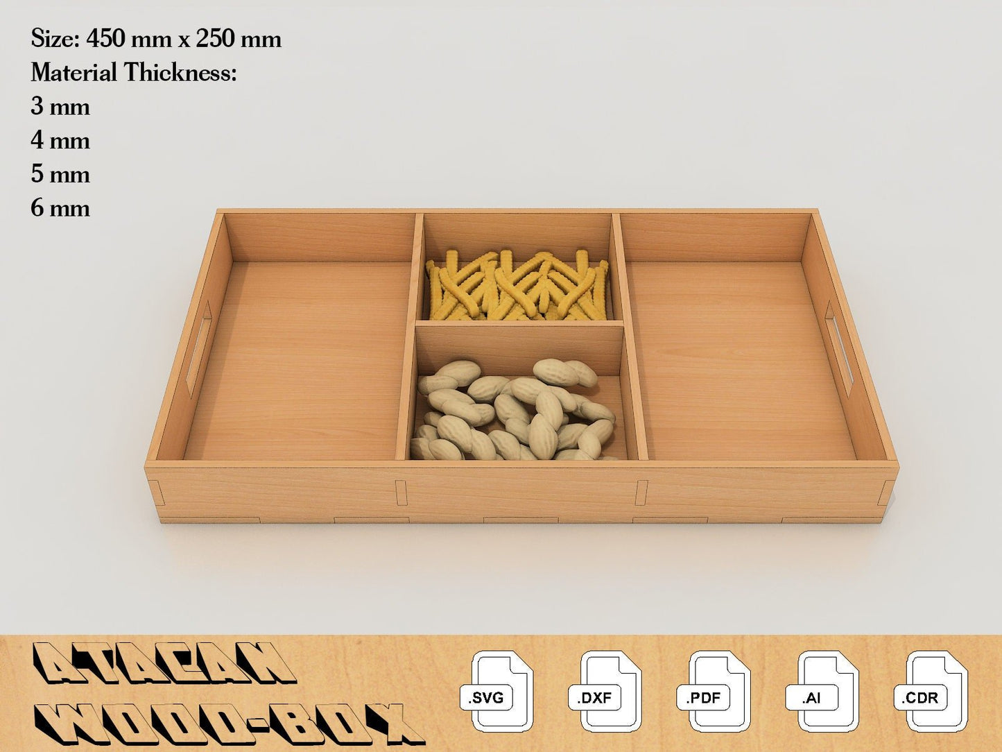 Different Thickness Tray laser cut SVG files, laser cut pattern, Instant download 080