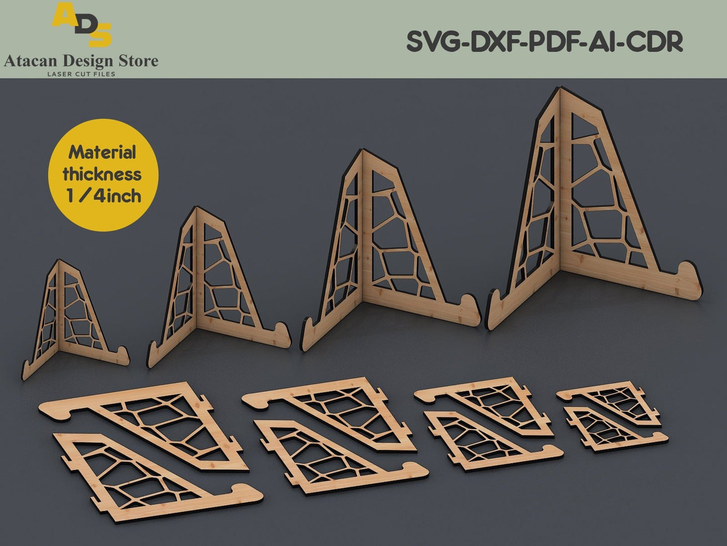 Display Dish Rack / Picture Frame Photo Book Pedestal Stand / SVG cut files / Digital cut file ADS055