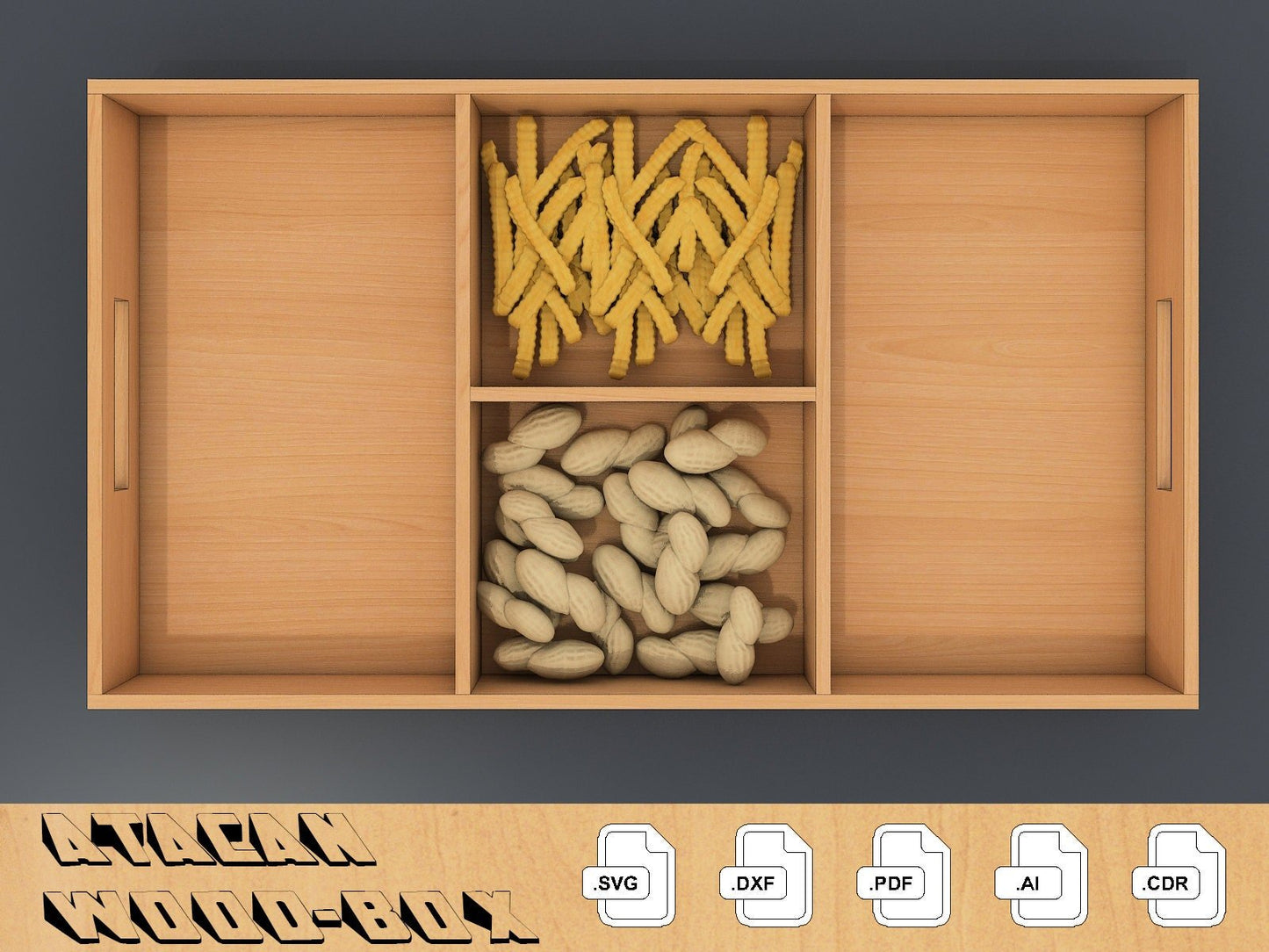 Divided Tray Vector file, Laser cut Glowforge SVG file, Digital Download 079