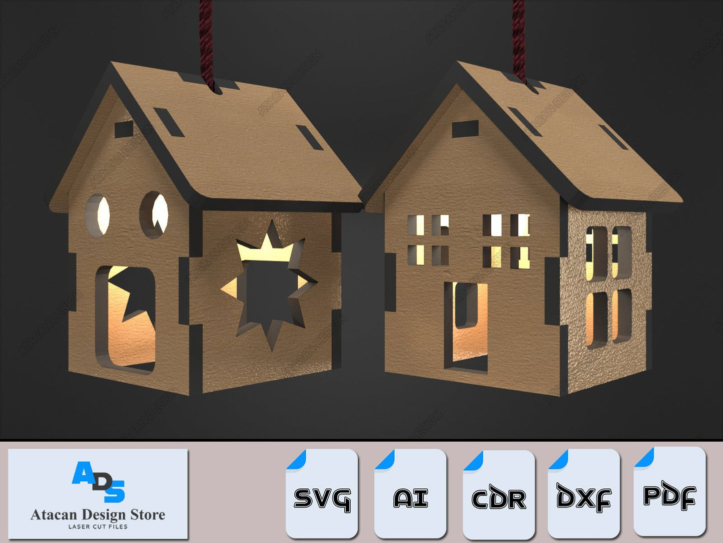 DIY Houses Lantern Candle Holder - Hanging Tiny LED House Collection 369
