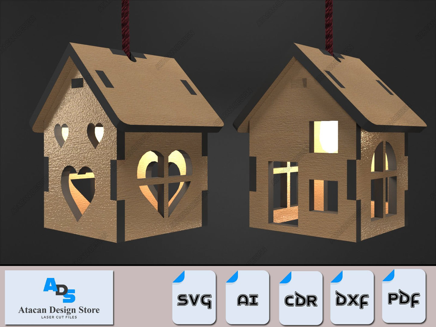 DIY Houses Lantern Candle Holder - Hanging Tiny LED House Collection 369