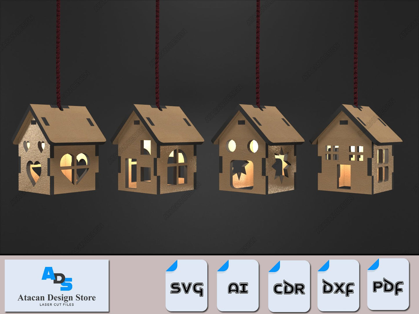 DIY Houses Lantern Candle Holder - Hanging Tiny LED House Collection 369