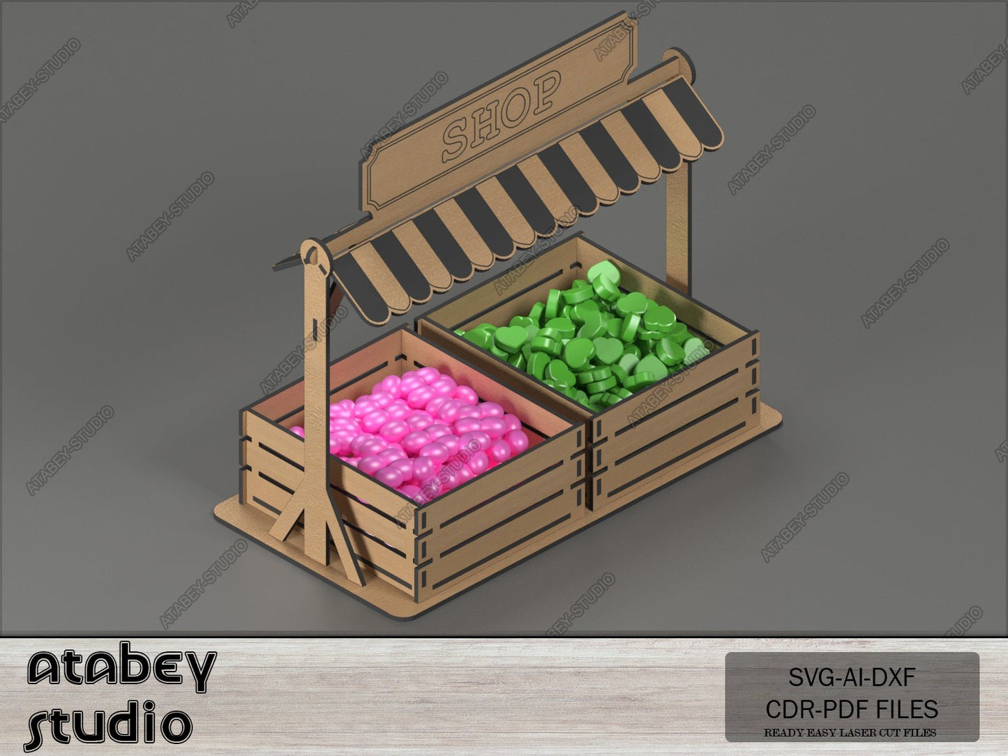 DIY Laser Cut Candy Shop Stand and Boxes - Plywood Display Stand Design