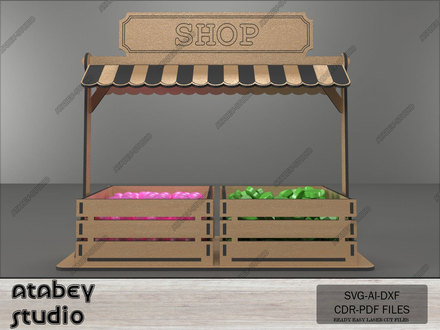 DIY Laser Cut Candy Shop Stand and Boxes - Plywood Display Stand Design