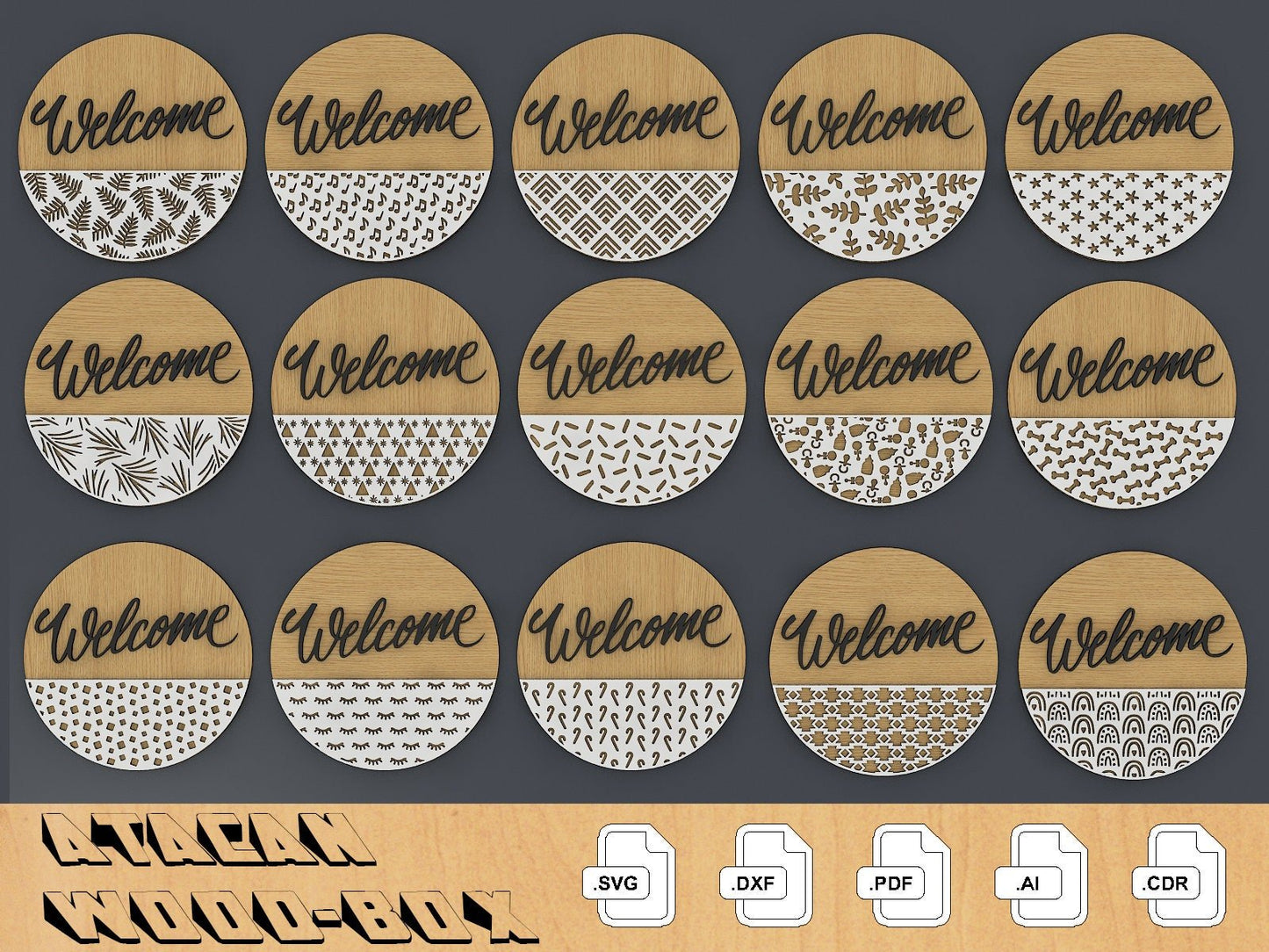 Door Hanger Bundle / Door Hanger Pack / Patterned Door Rounds / Laser SVG Templates 265