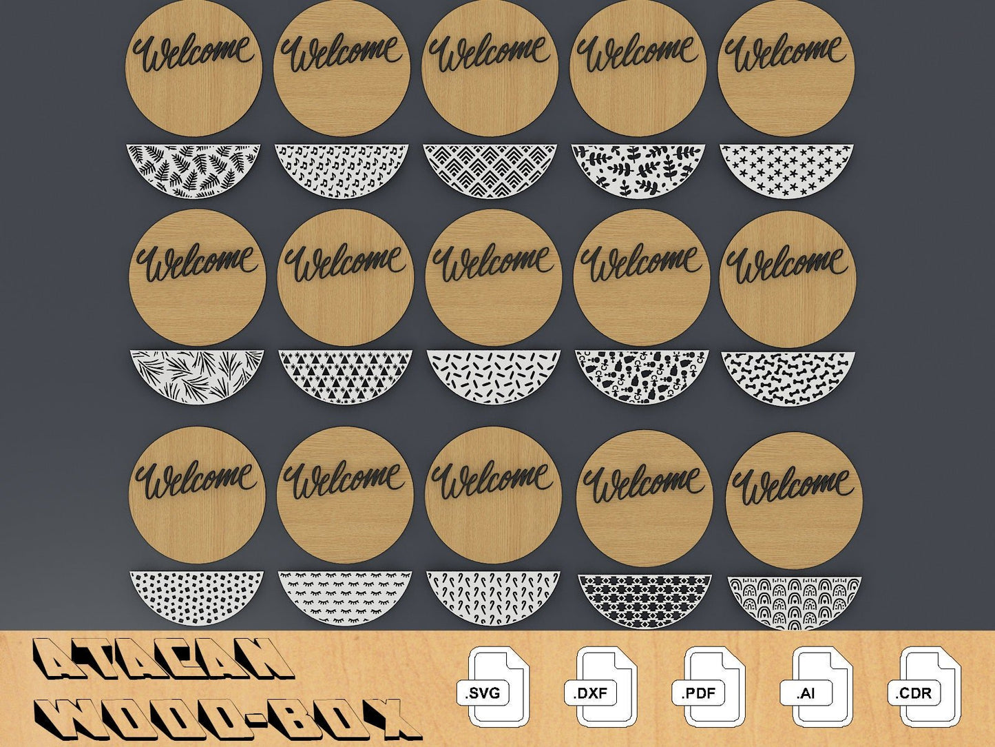 Door Hanger Bundle / Door Hanger Pack / Patterned Door Rounds / Laser SVG Templates 265