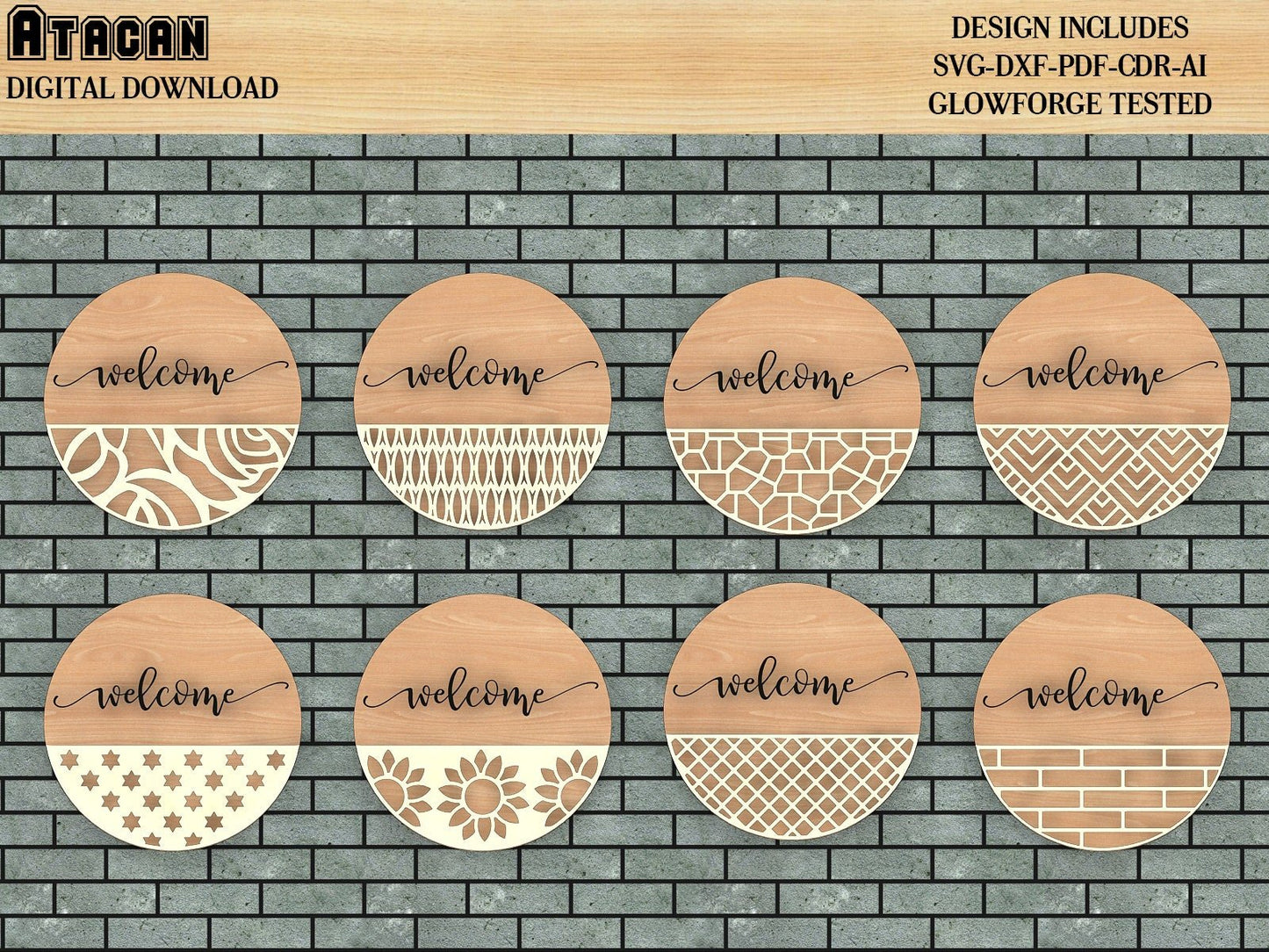 Door Hanger Bundle Svg, Patterned Door Hanger Svg, Welcome Sign, Vector File 274