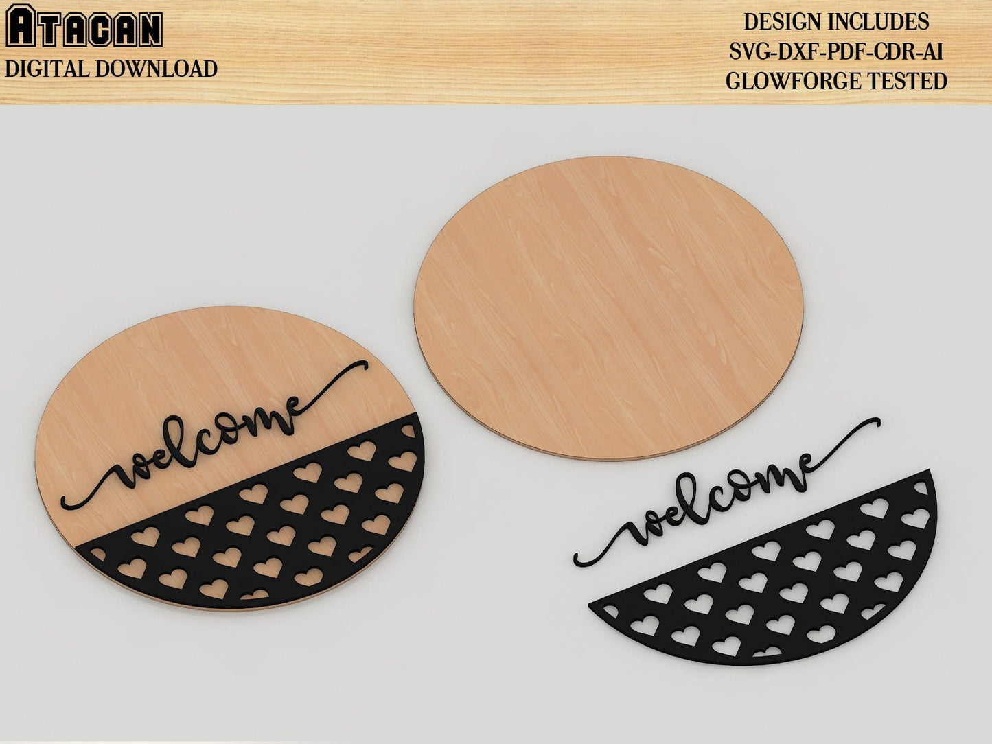 Door Hanger Bundle Svg, Patterned Door Hanger Svg, Welcome Sign, Vector File 384