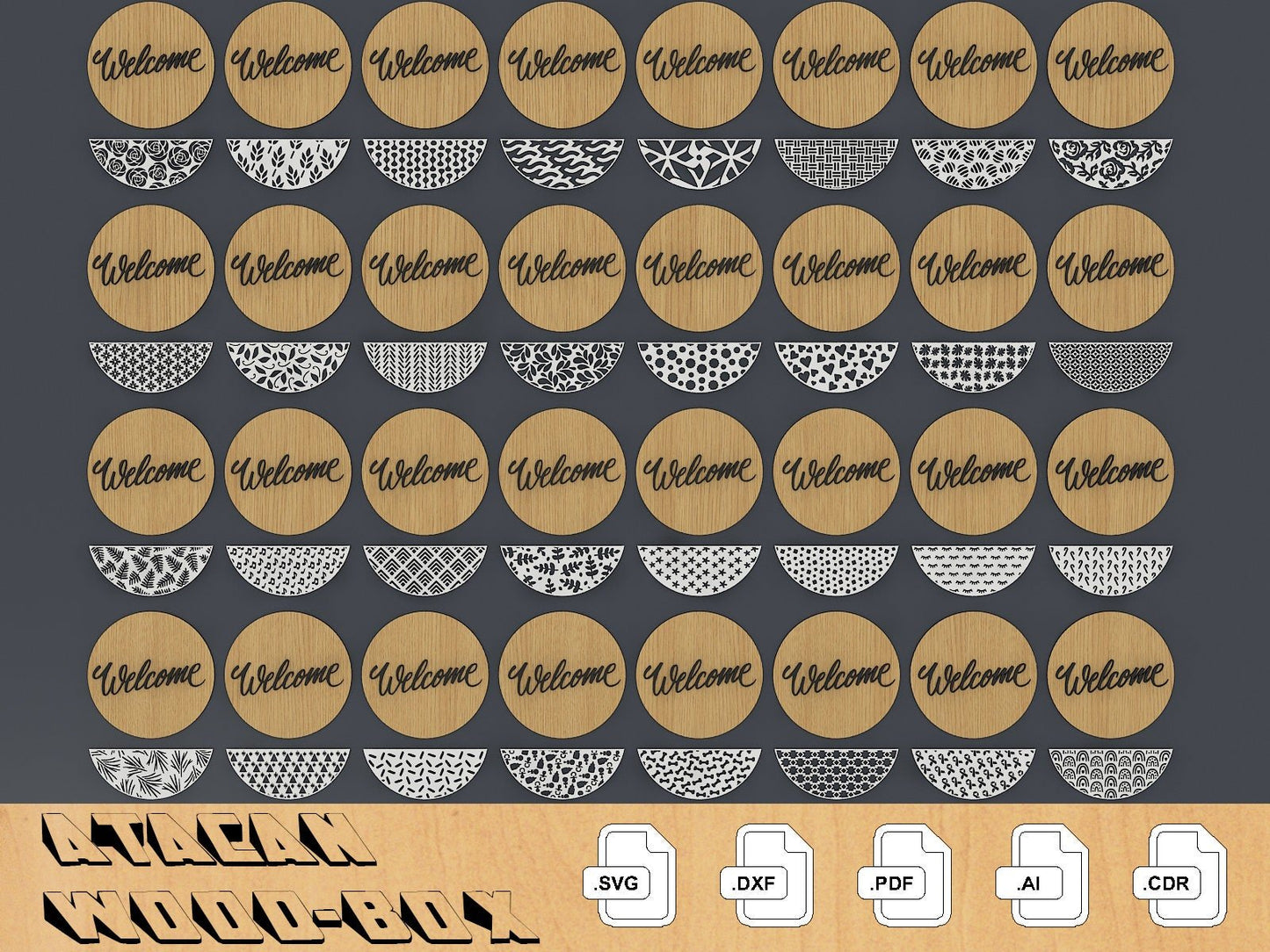 Door Hanger Pack SVG / Door Hangers with Patterns / Welcome Sign / Laser Vector files / Wood Cutting 266