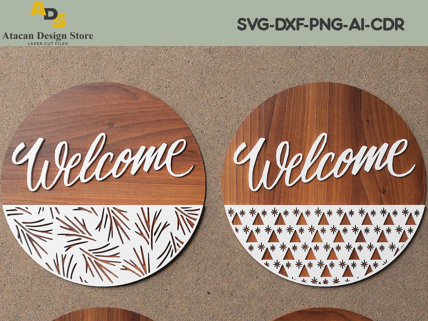 Door hanging signs / Welcome svg sign / Wood Cutting files / Round hangers / instant download ADS117