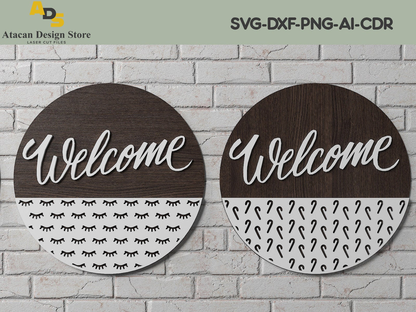 Door Round Patterns Bundle / Welcome svg sign / Wood Cutting files / Round hangers / Digital download ADS116