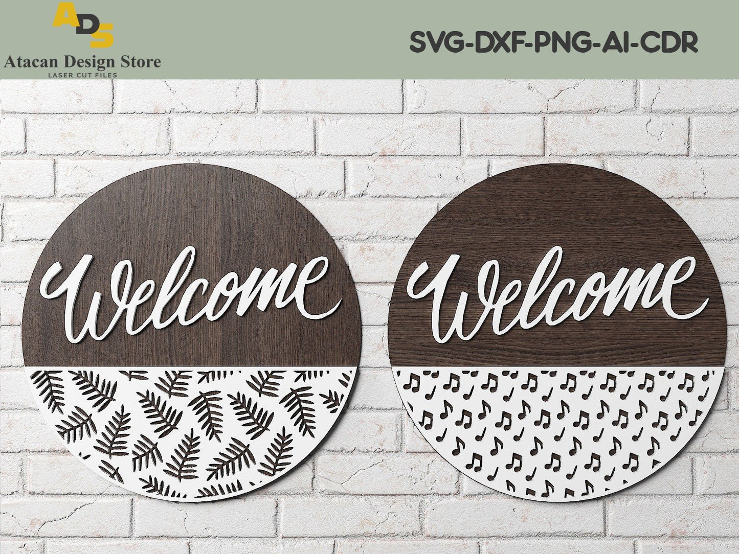 Door Round Patterns Bundle / Welcome svg sign / Wood Cutting files / Round hangers / Digital download ADS116