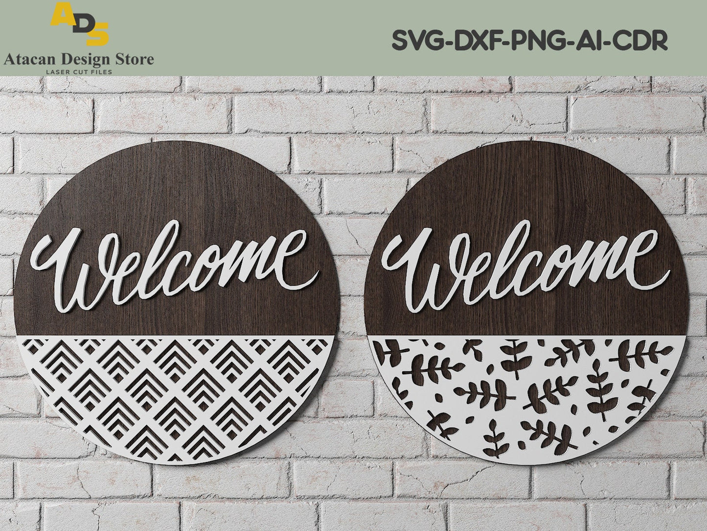 Door Round Patterns Bundle / Welcome svg sign / Wood Cutting files / Round hangers / Digital download ADS116