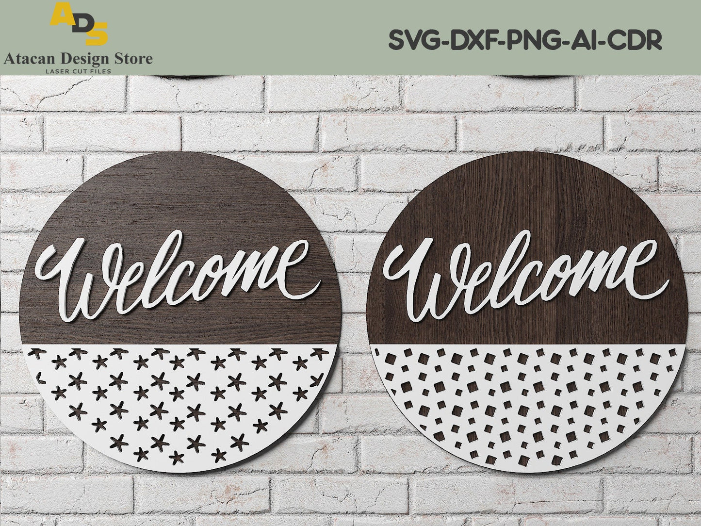 Door Round Patterns Bundle / Welcome svg sign / Wood Cutting files / Round hangers / Digital download ADS116