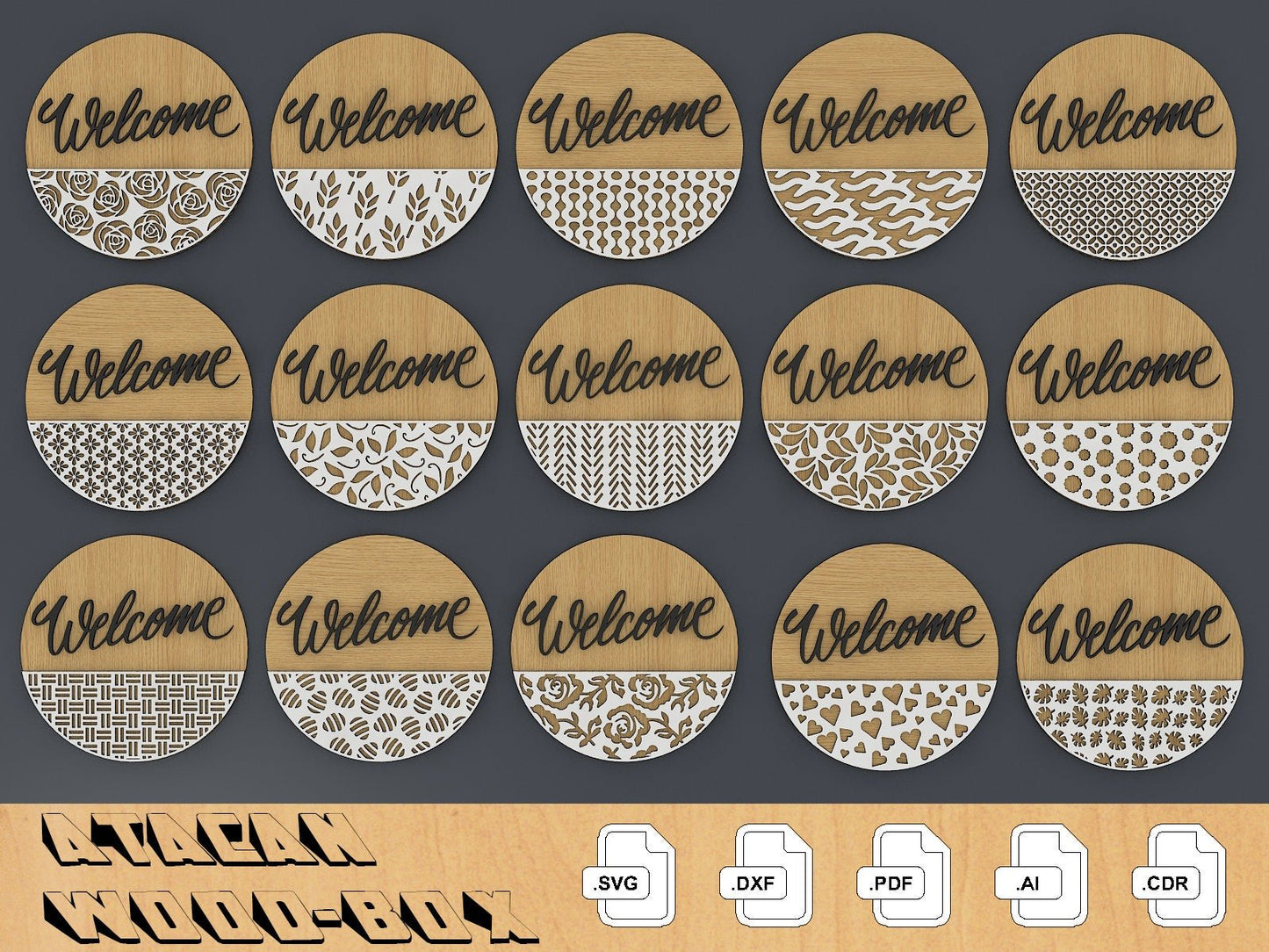 Door sign Laser Svg files / DoorPatterned Vector File / Glowforge cutting files / digital download 264