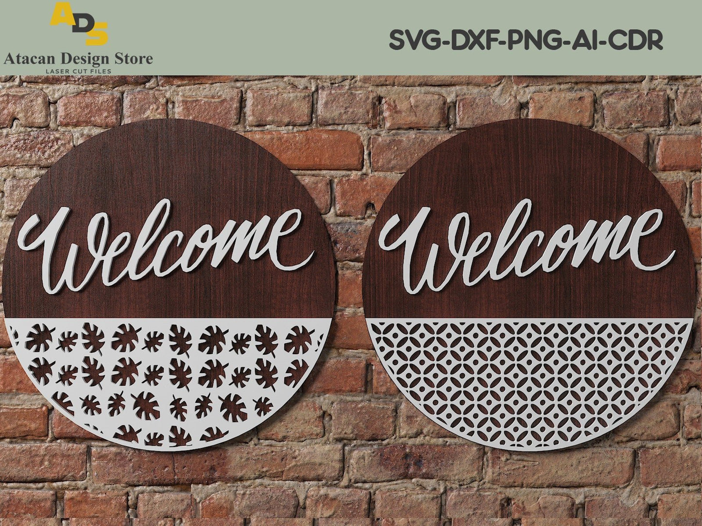 Door sign with patterns / Glowforge laser cut files / Door hanger Templates ADS115