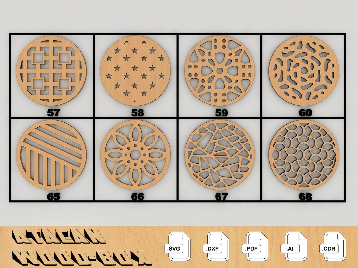 Drink coasters SVG Laser Cut files, Wood Coasters, Laser cut files, Coffee coasters, CNC Laser Plans 151