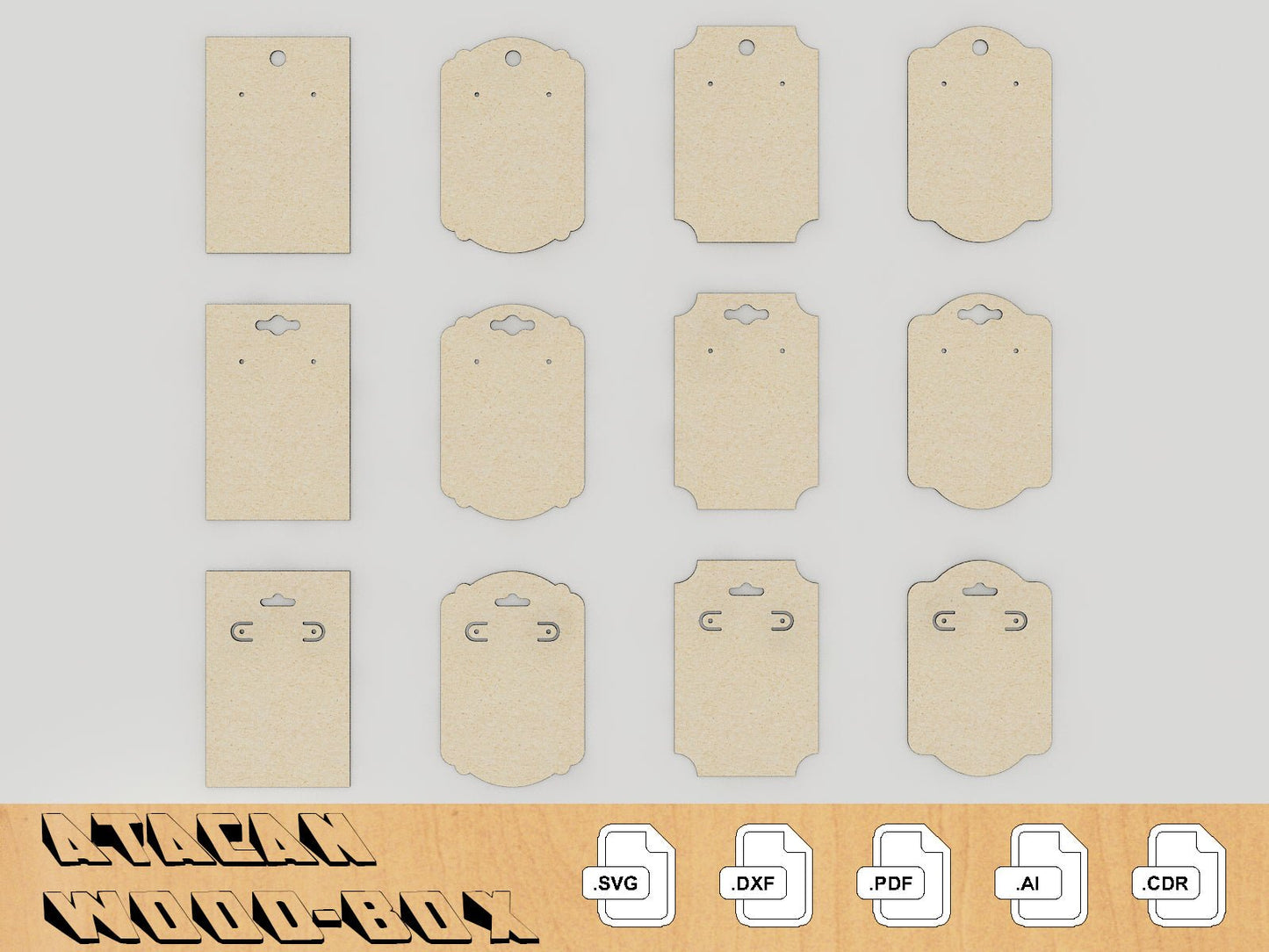 Earring Cards Bundles, Jewelry Display SVG files, Glowforge Laser Cut Files 217