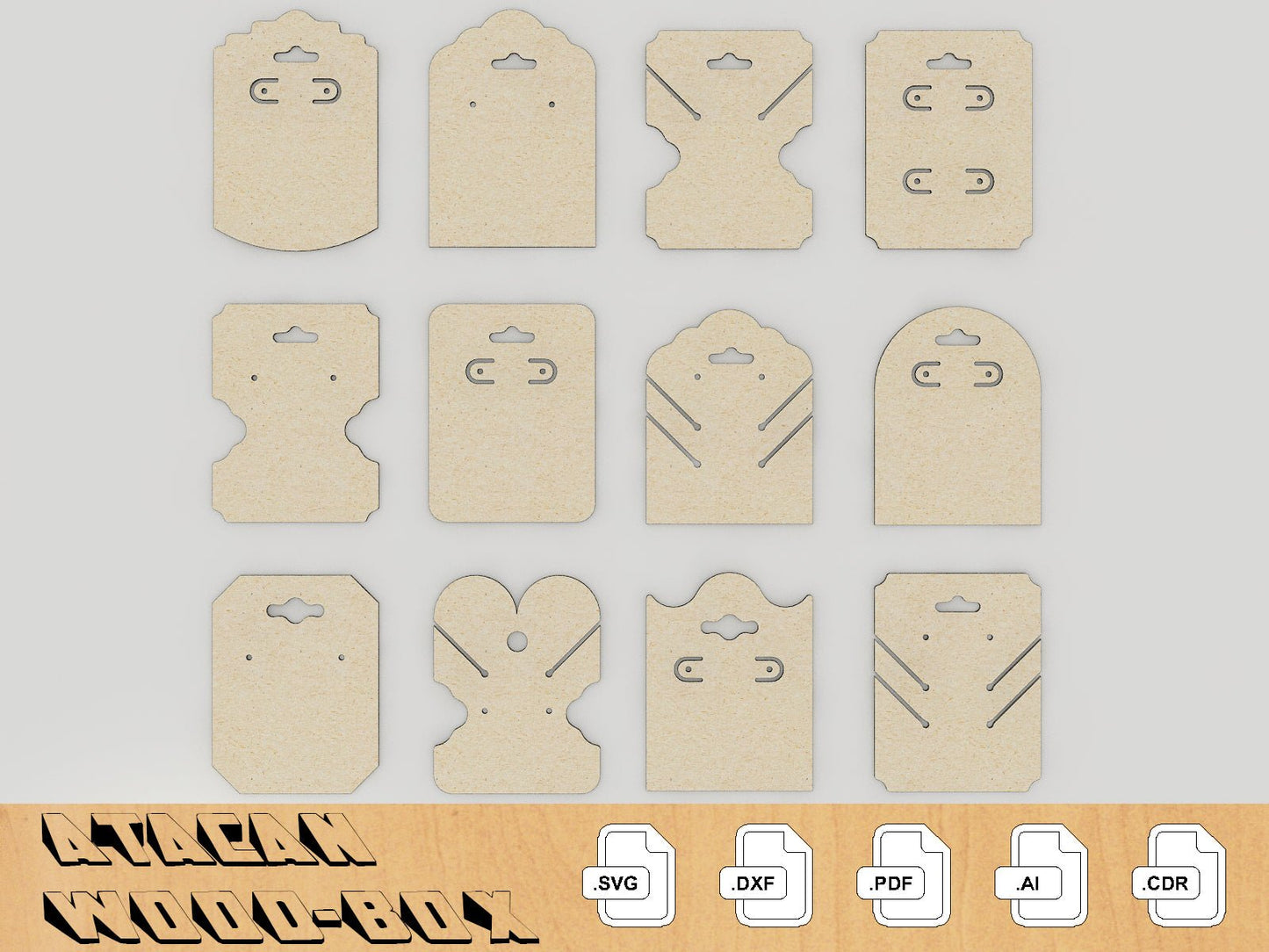 Earring Cards Bundles, Jewelry Display SVG files, Glowforge Laser Cut Files 217