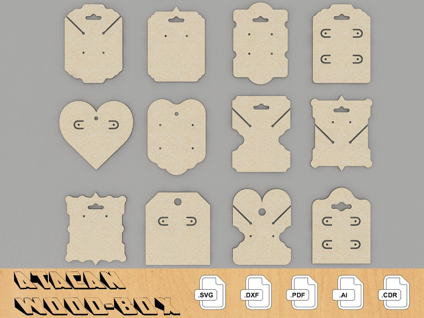 Earring Cards Bundles, Jewelry Display SVG files, Glowforge Laser Cut Files 217