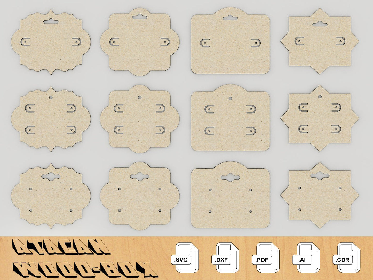 Earring Cards Bundles, Jewelry Display SVG files, Glowforge Laser Cut Files 217