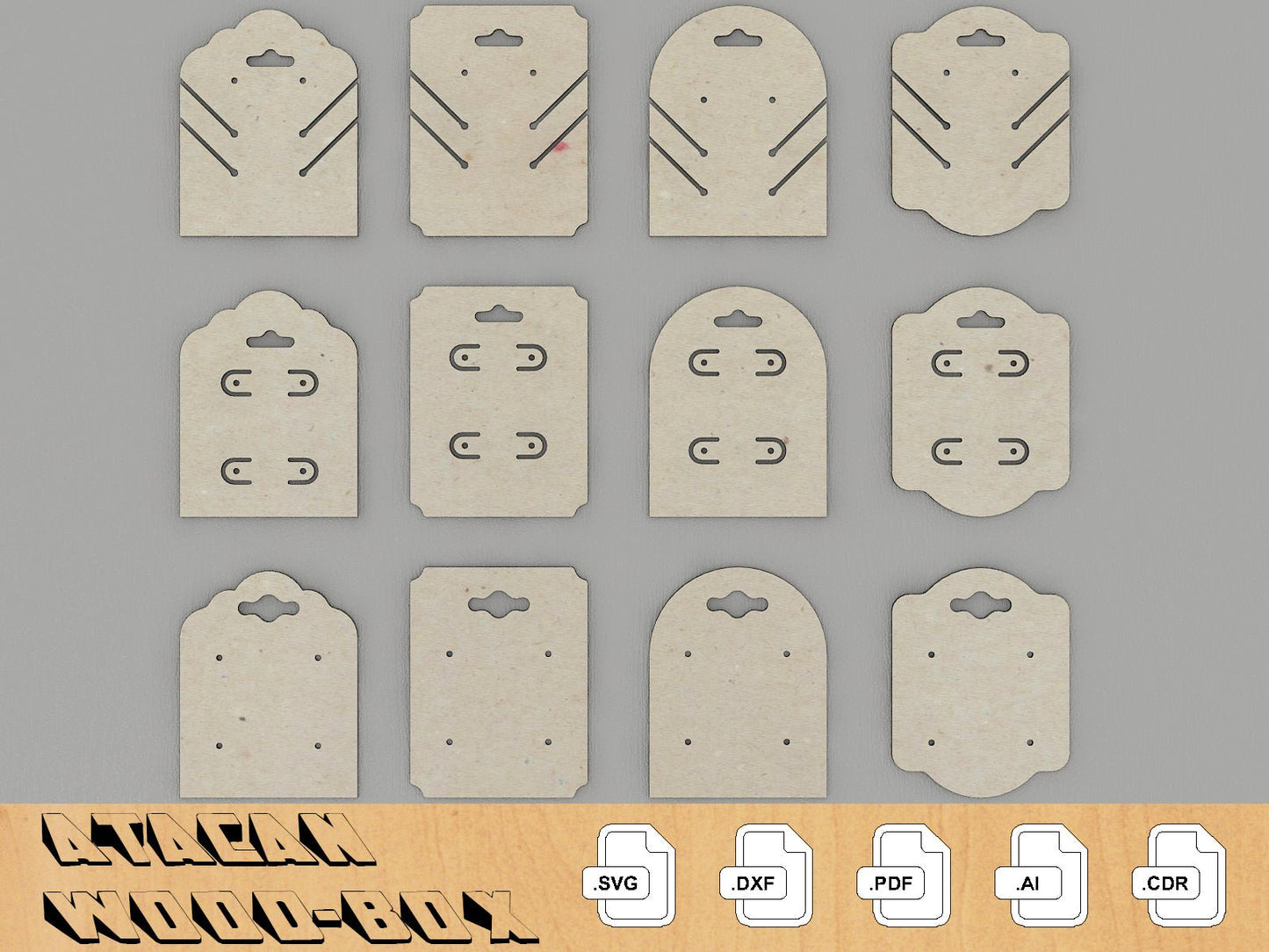 Earring Cards Bundles, Jewelry Display SVG files, Glowforge Laser Cut Files 217