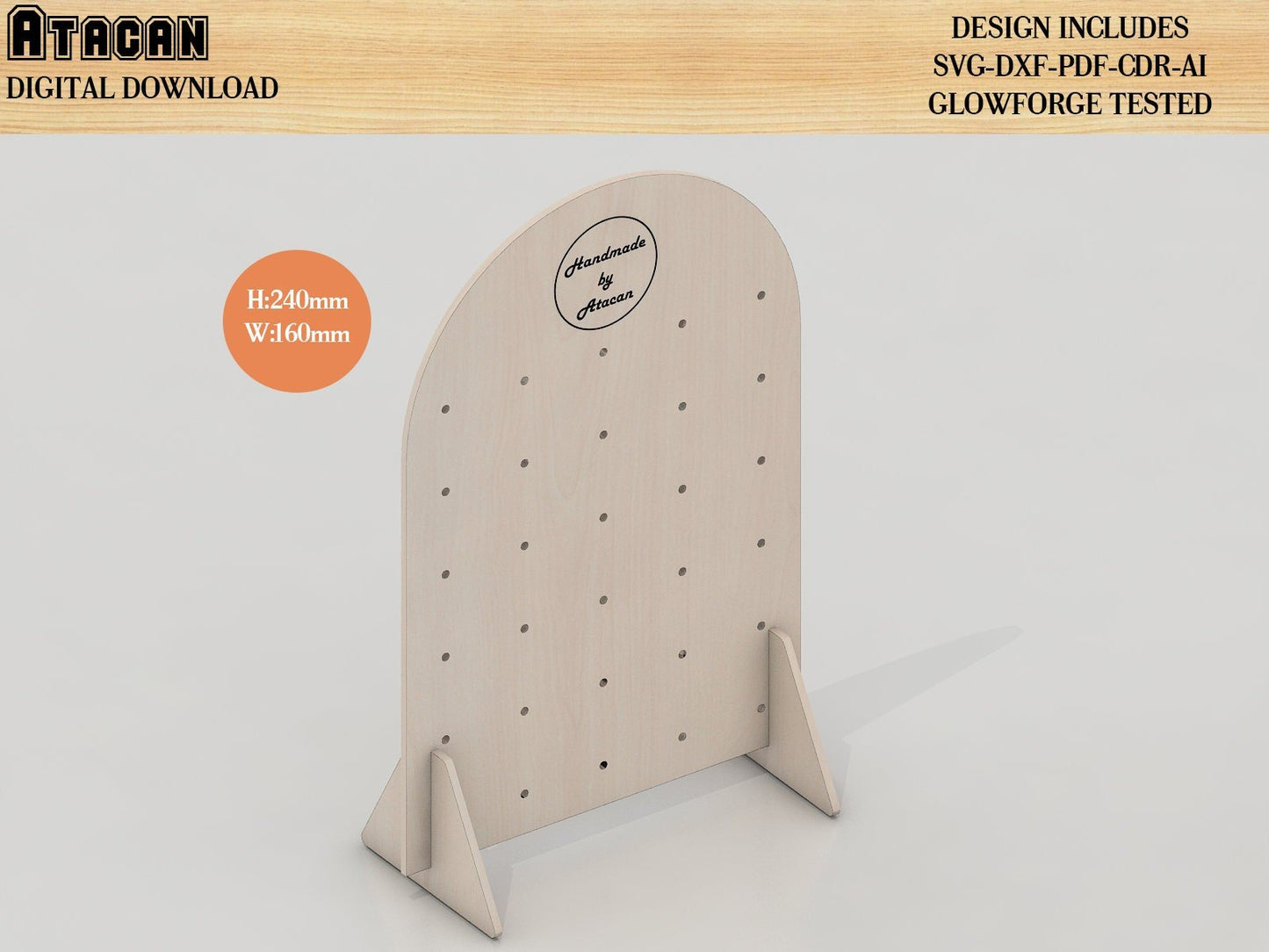 Earring Stand Set SVG Laser Cut Files for Glowforge, Beginner Project, Jewelry Cane Holder Custom Stud Earring Display 371