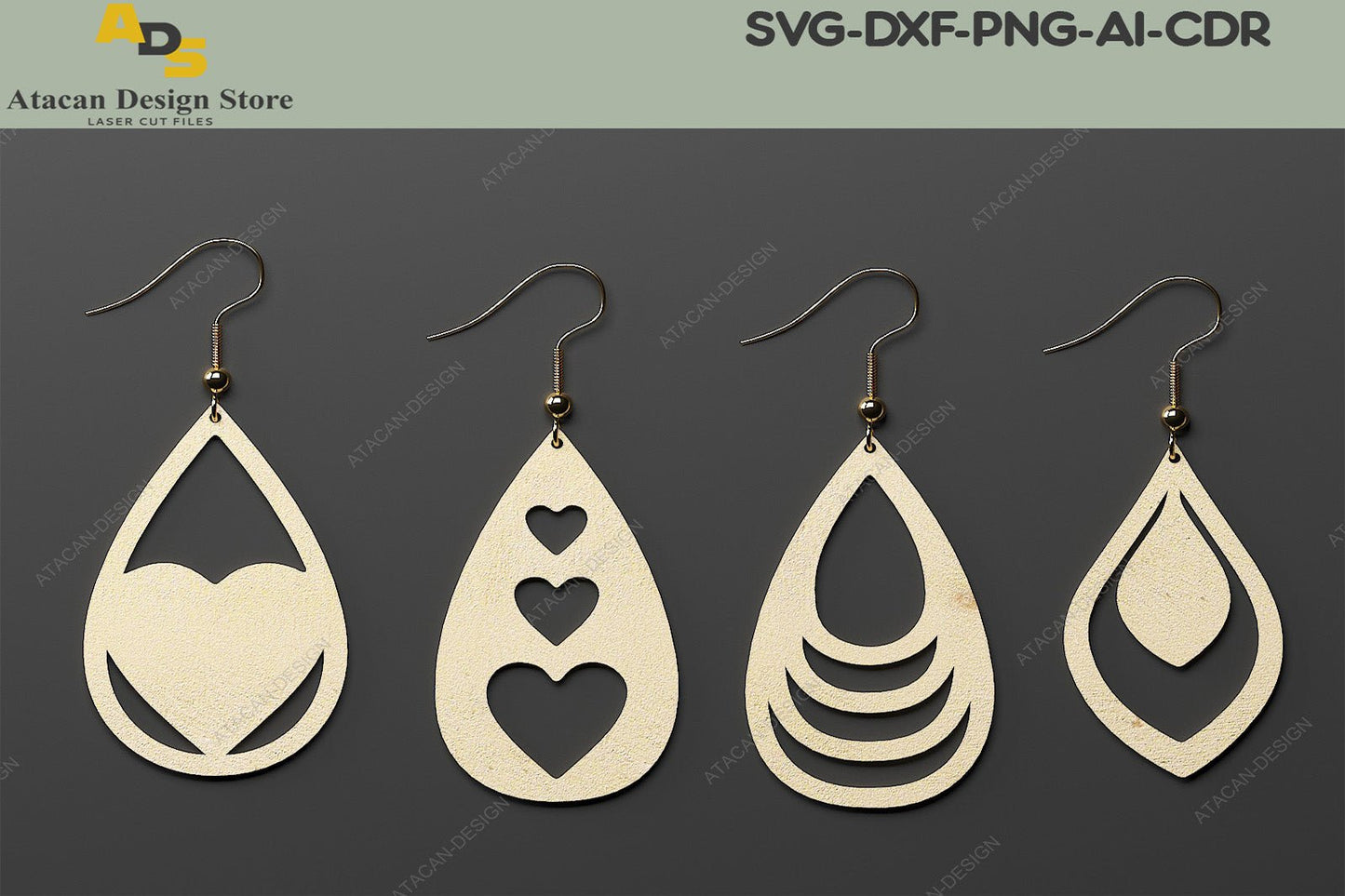 Earrings Laser cut Templates / Jewelry Cut Files / Wooden Earring Cutting Files / Glowforge Cricut Silhouette SVG DXF Ai CDR 313