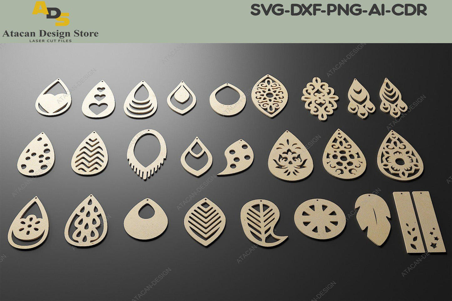 Earrings Laser cut Templates / Jewelry Cut Files / Wooden Earring Cutting Files / Glowforge Cricut Silhouette SVG DXF Ai CDR 313