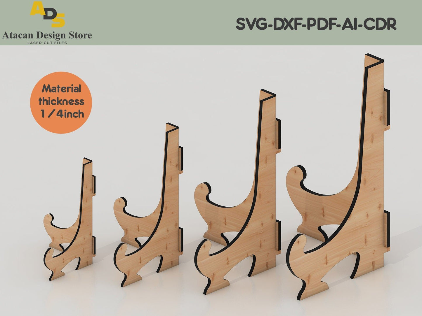 Easel Pattern / Digital Download / Glowforge Cut File / Laser Cut Svg file / Easel Display Stand ADS073