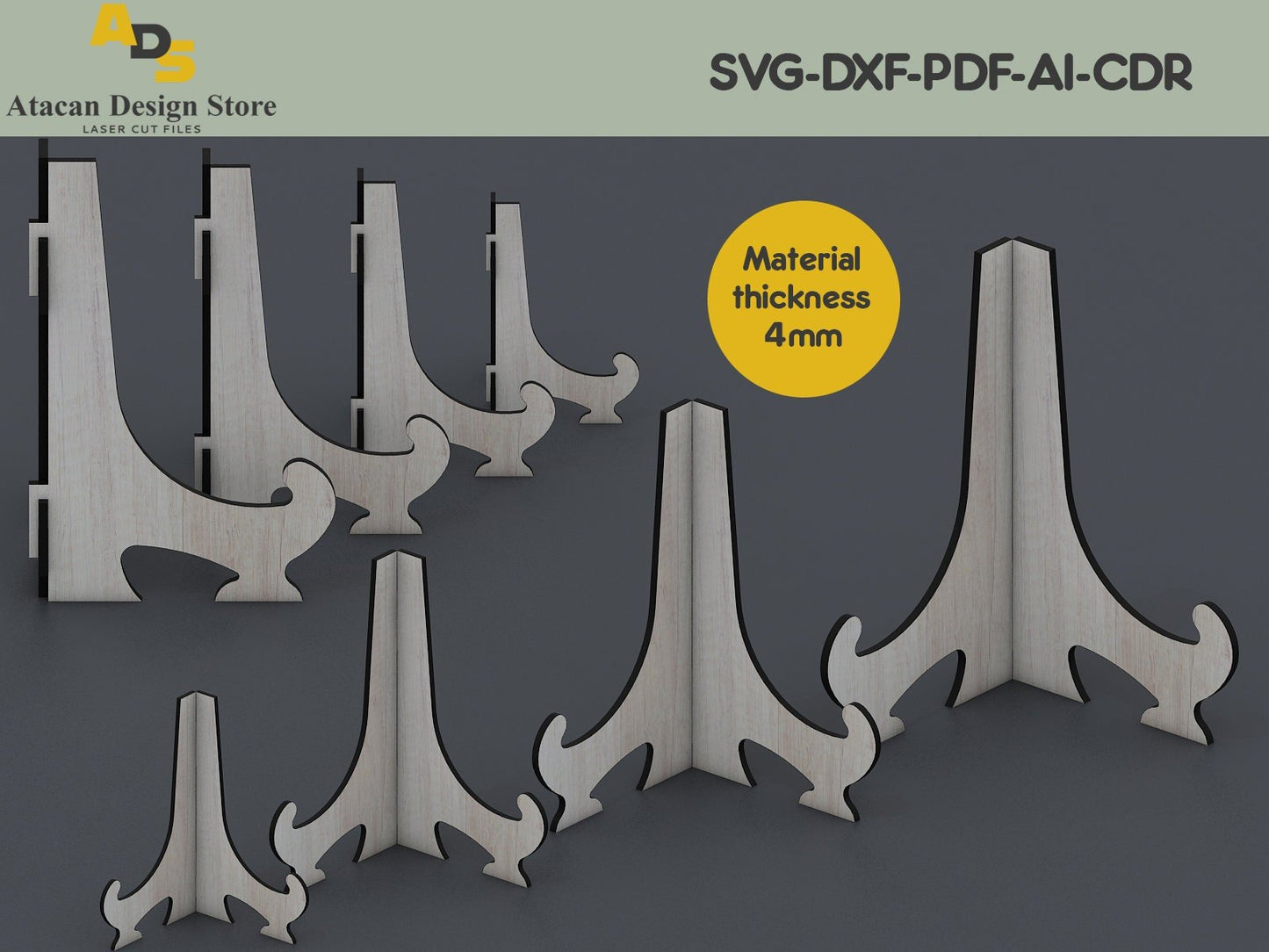 Easel Plate Stand / Laser Cut Files / Glowforge Files / Instant Download ADS076