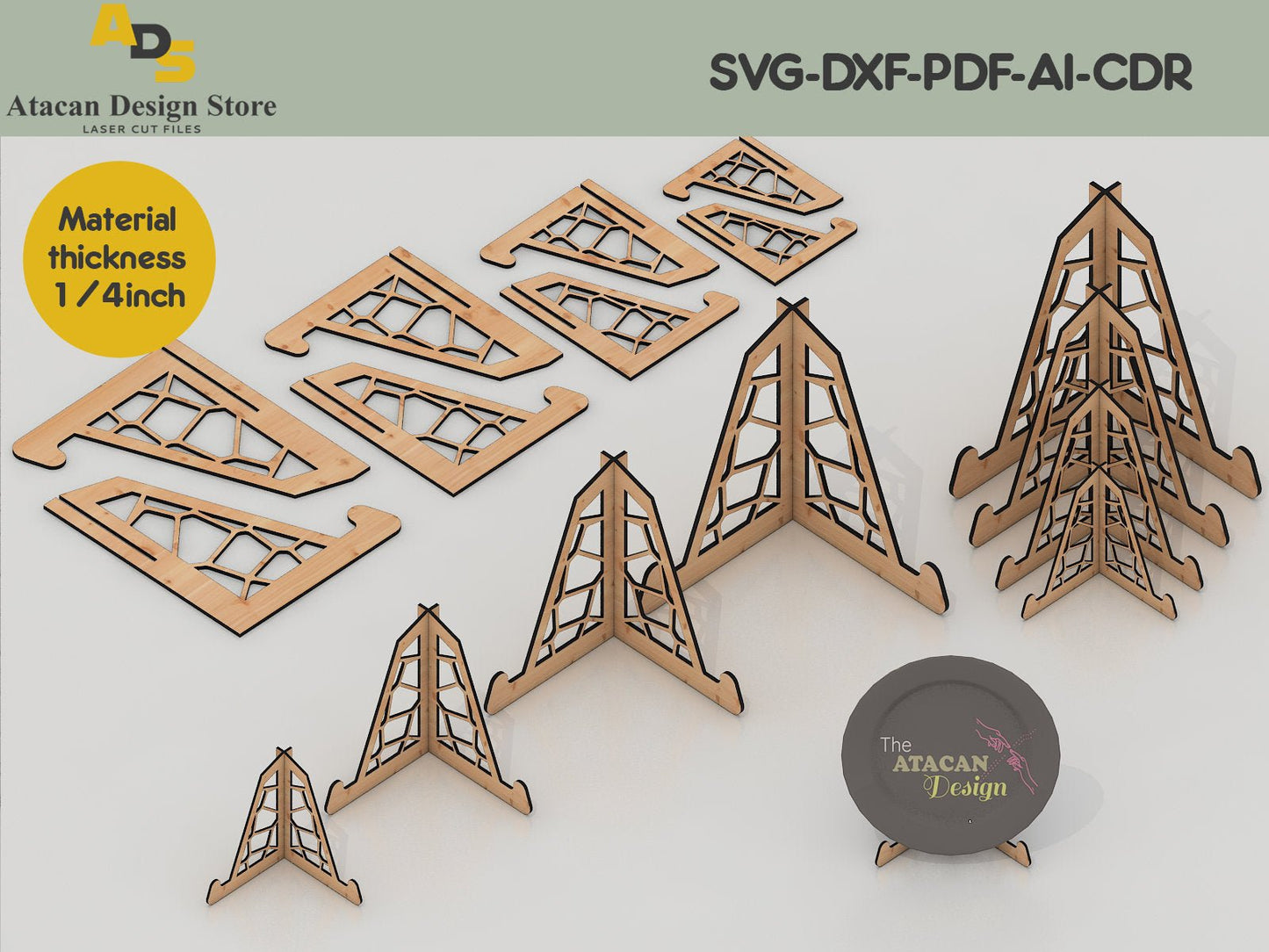 Easel stand SVG / Plate Stand Svg / Glowforge ready / laser cut file / Digital Download ADS061