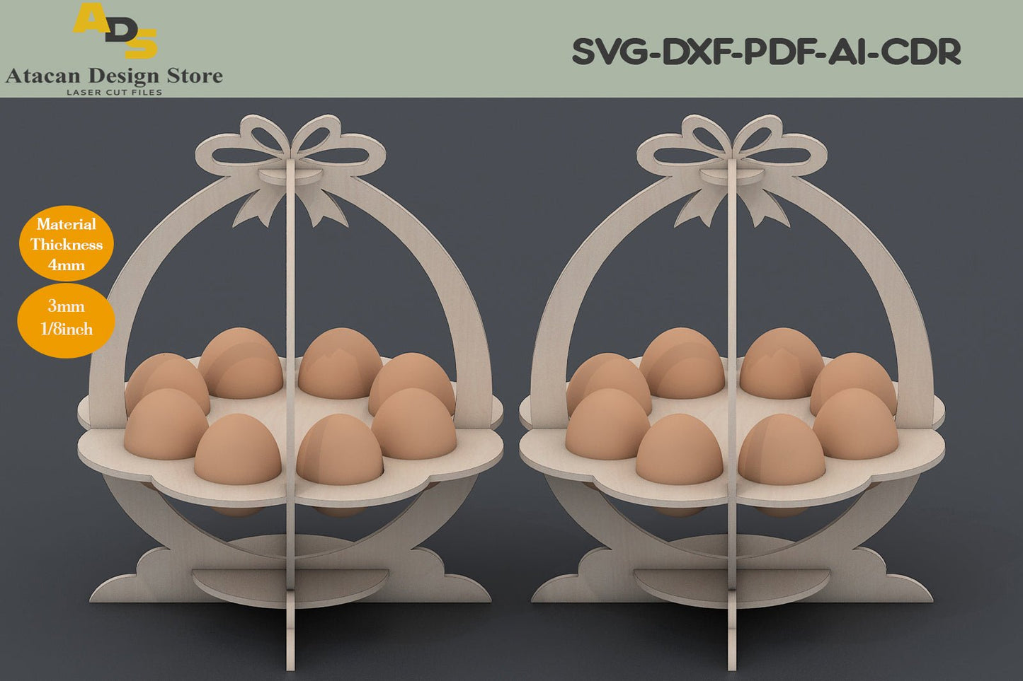 Egg Stand laser cut file / Egg Holder Laser Model / Easter Basket vector cut files / Glowforge cutting files ADS157